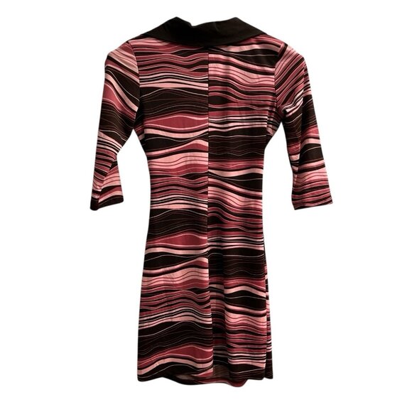 Vintage Y2K Rag Dress Womens S Striped Mini Collared V‎ Neck 70s Groovy Retro - Picture 3 of 8